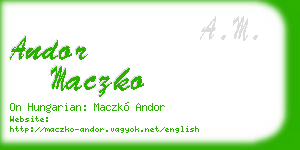 andor maczko business card